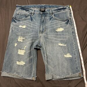 Men's Distressed Blue Denim Shorts